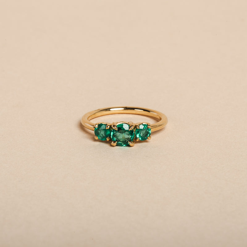 Evelyn Emerald Three Stone Ring - 18ct Gold