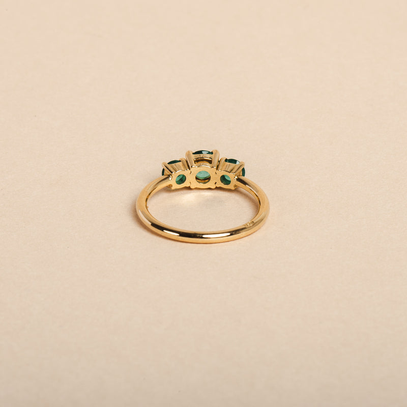 Evelyn Emerald Three Stone Ring - 18ct Gold