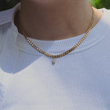 Bold Chain with Pear Shape Diamond - 9ct Gold