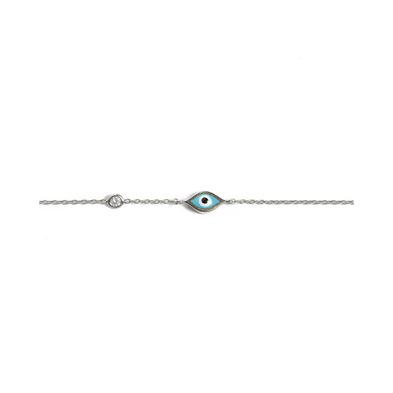 Marquise Evil Eye & Diamond Bracelet - 14ct White Gold