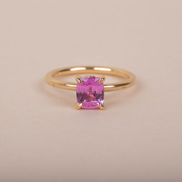 Hot Pink Sapphire Solitaire - 18ct Gold